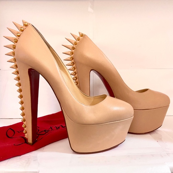 Christian Louboutin Shoes - Louboutin ELECTROPUMP 160 Nude Spiked Pump
